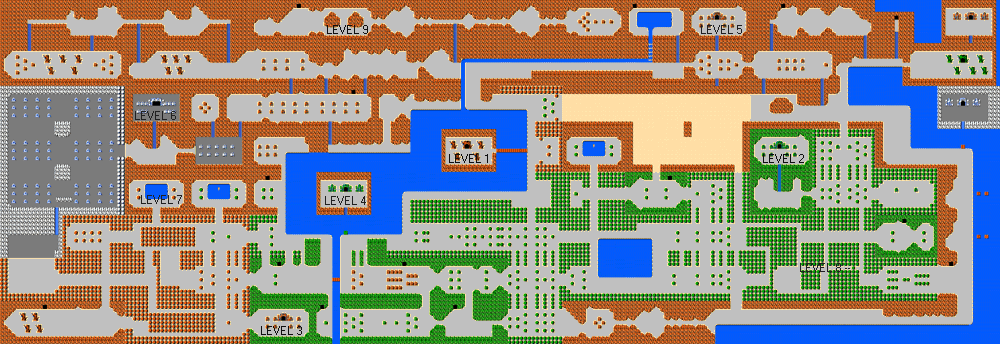 NES Legend of Zelda Overworld Map 